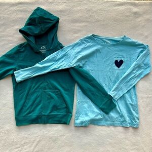 Primary Girls Size 10 Hoodie & Long Sleeve Set Teal, Blue